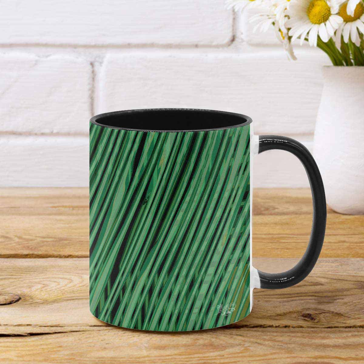 Coffee Mug, tea cup, black core, abstract, design 23