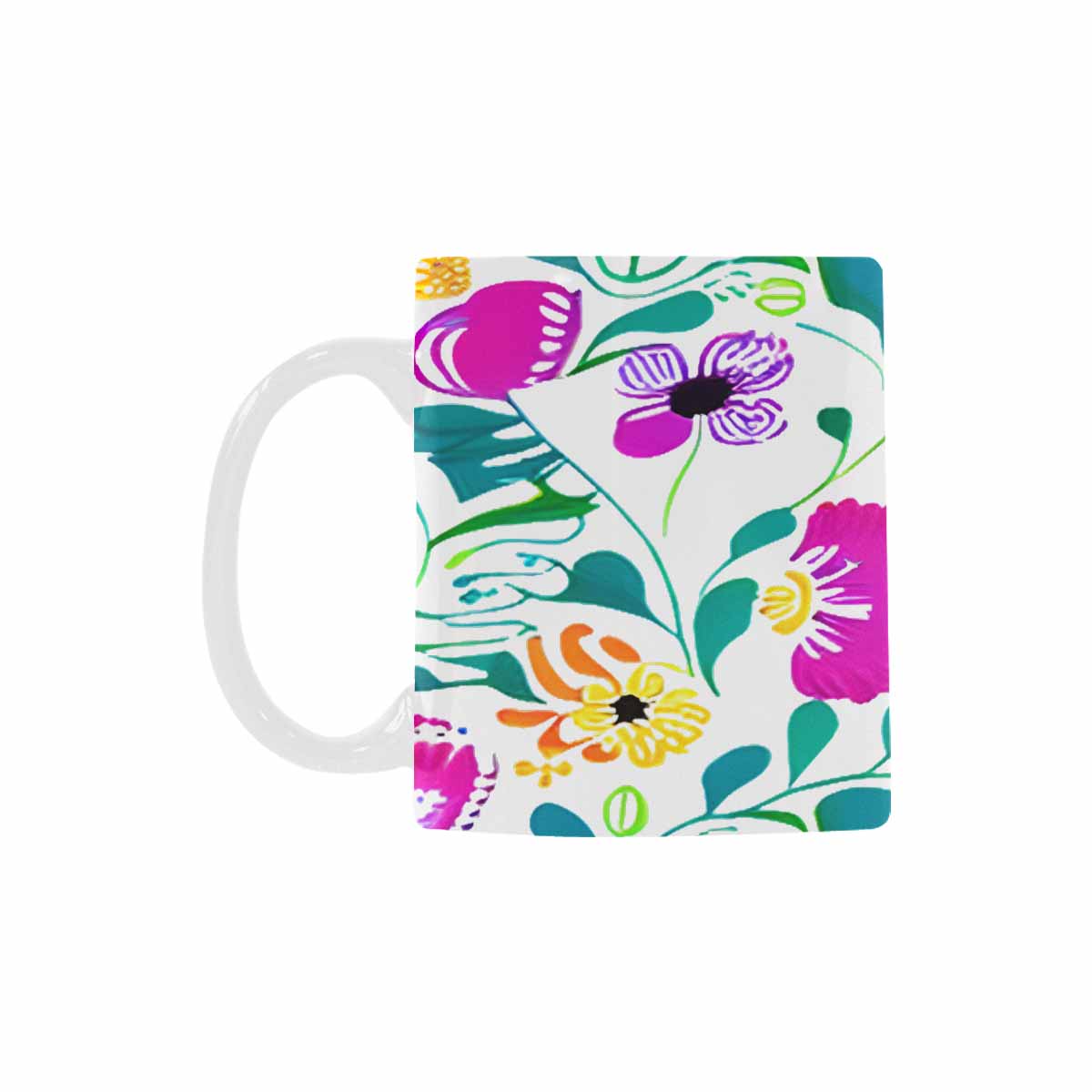 USA made Quality Mug, coffee mug, tea cup, Bright florals, Set 1A, Design 132