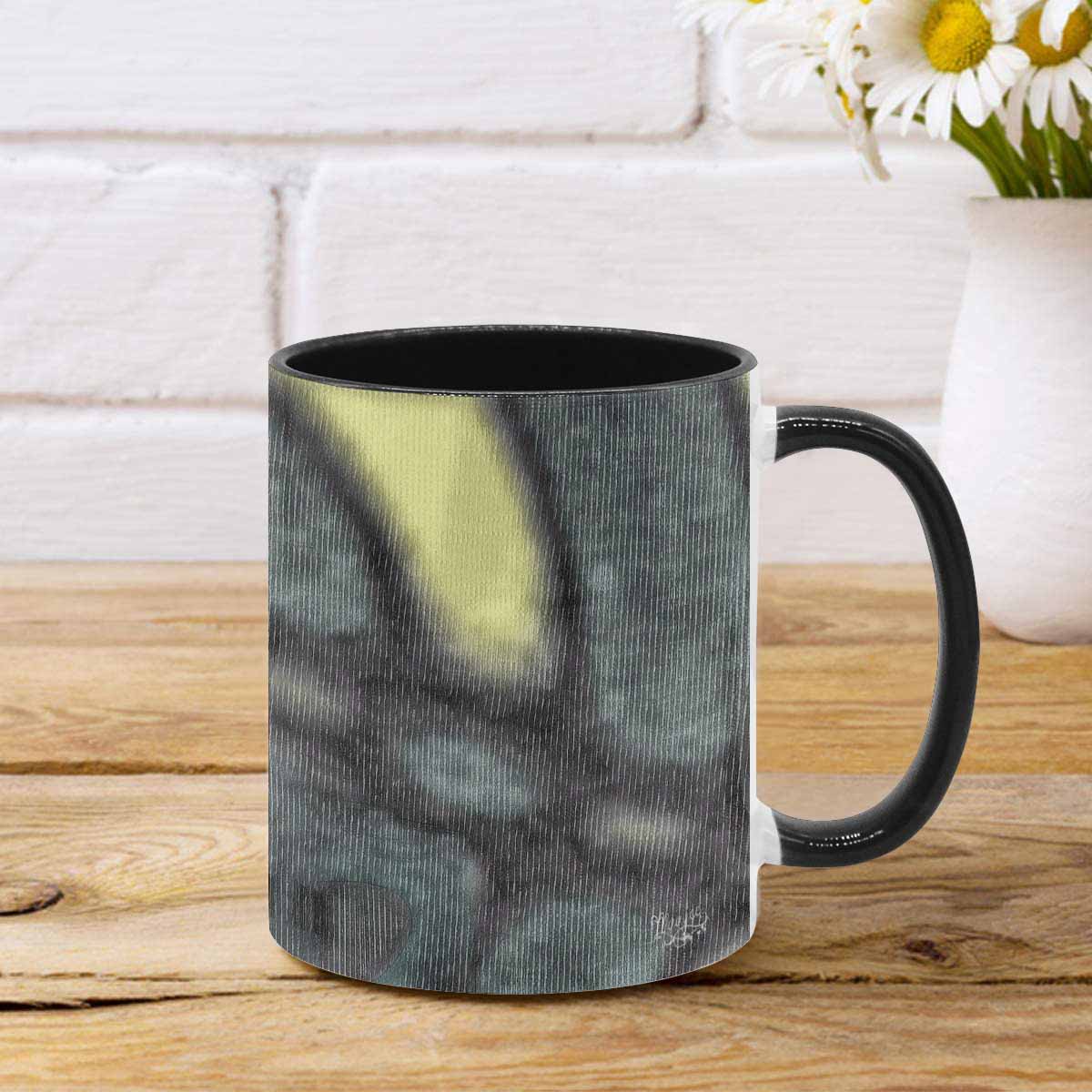 Coffee Mug, tea cup, black core, abstract, design 123