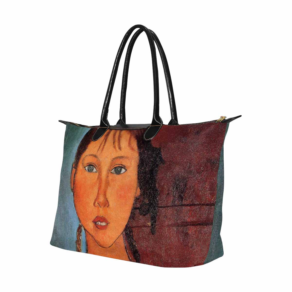 Classic handbag, Modigliani design, choice of 2 colors, Girl with plaits