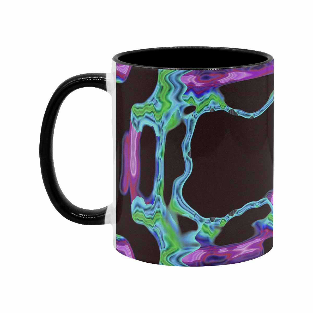 Coffee Mug, tea cup, black core, abstract, design 3