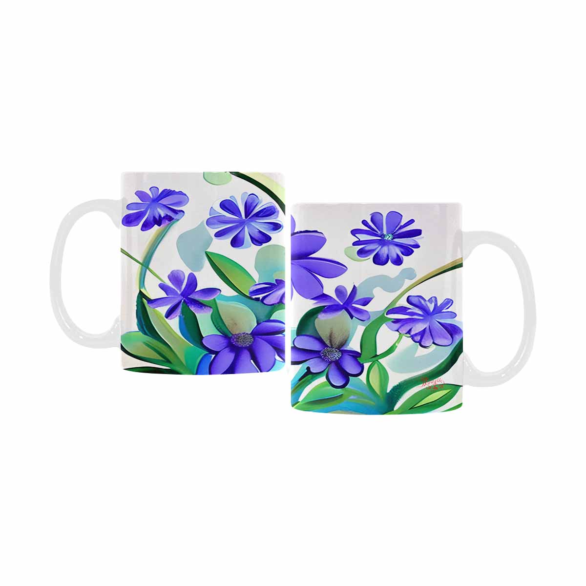 USA made Quality Mug, coffee mug, tea cup, Bright florals, Set 1, Design 61