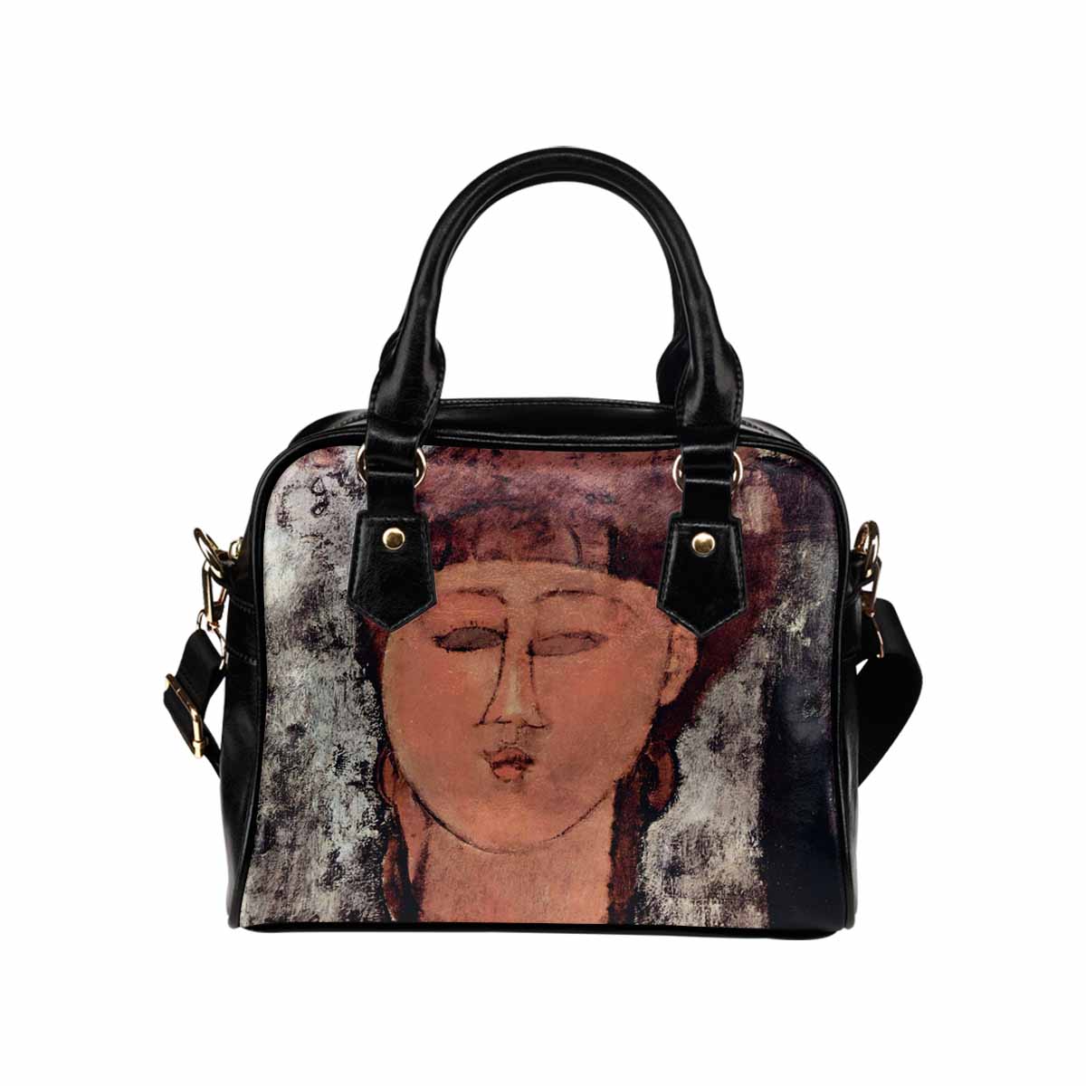 Shoulder PU Leather handbag, Modigliani design, choice of 2 colors, Enfant Gras