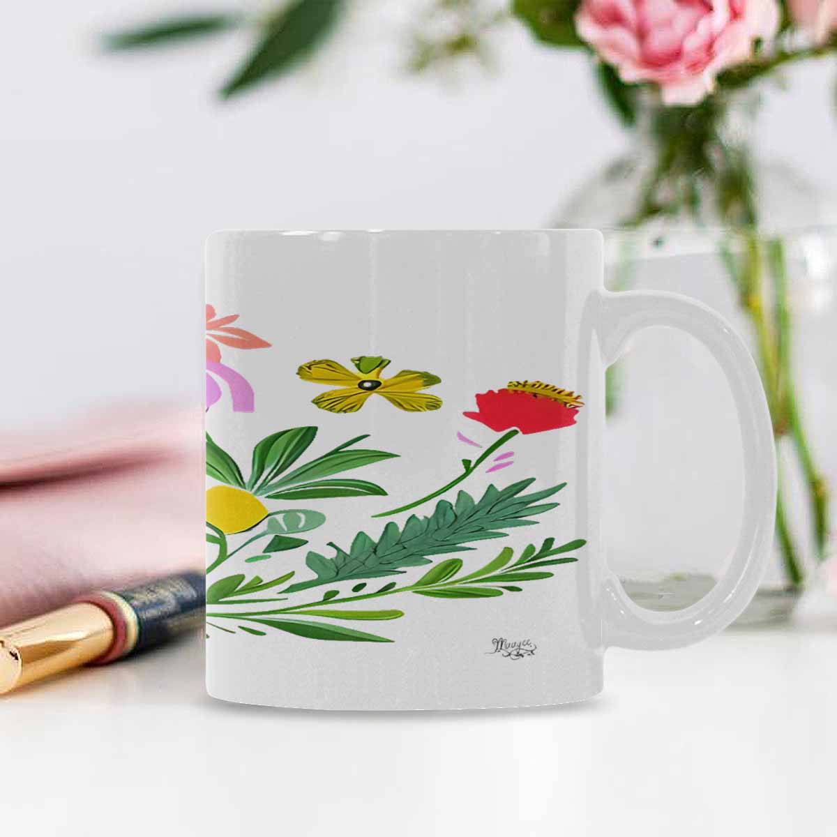 Quality Mug, coffee mug, tea cup, Bright florals, Set 2, design 91