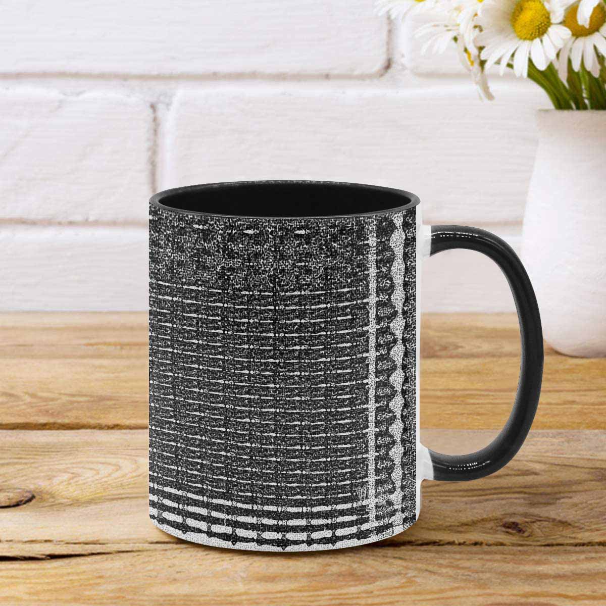 Coffee Mug, tea cup, black core, abstract, design 126