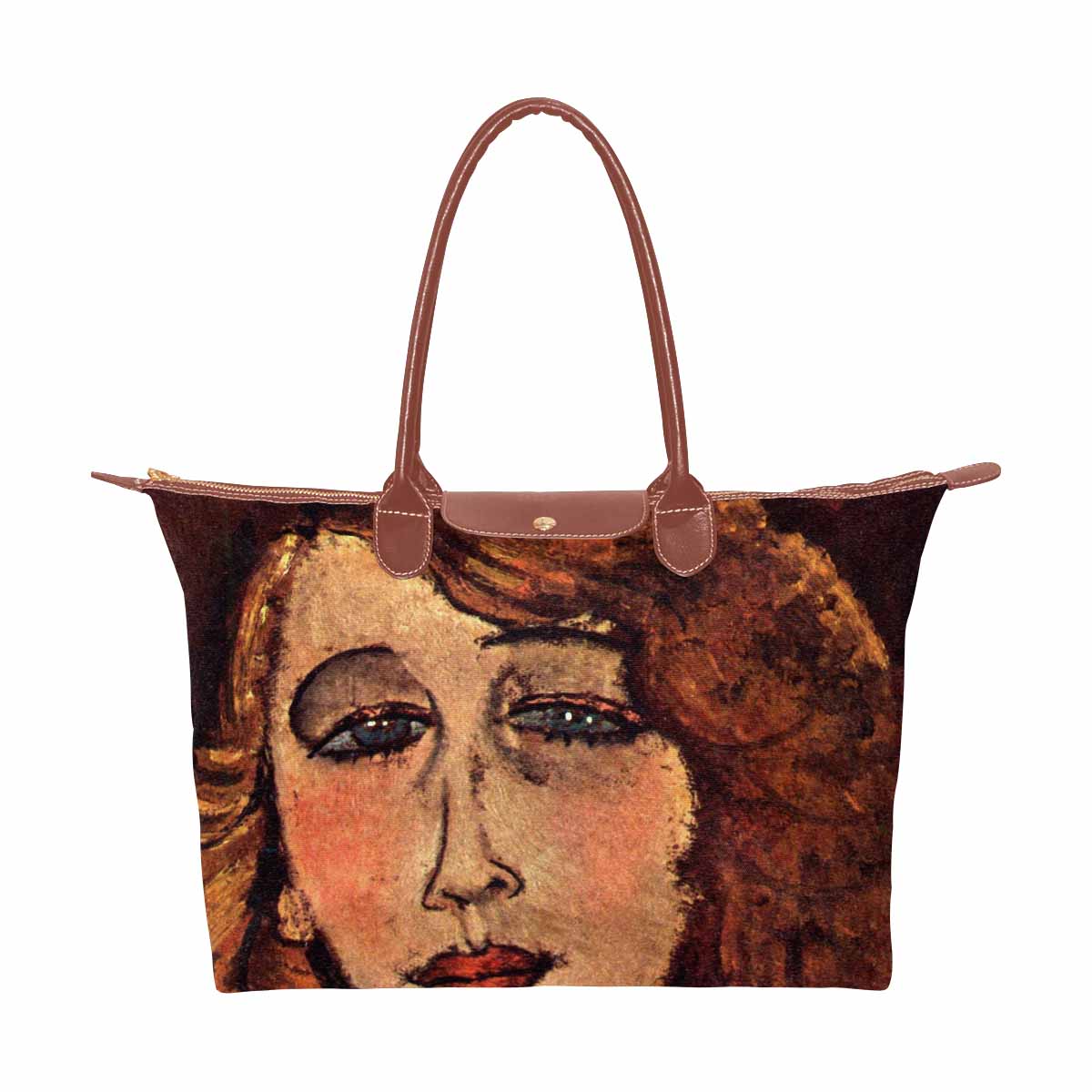 Classic handbag, Modigliani design, choice of 2 colors, Lady with a green cross