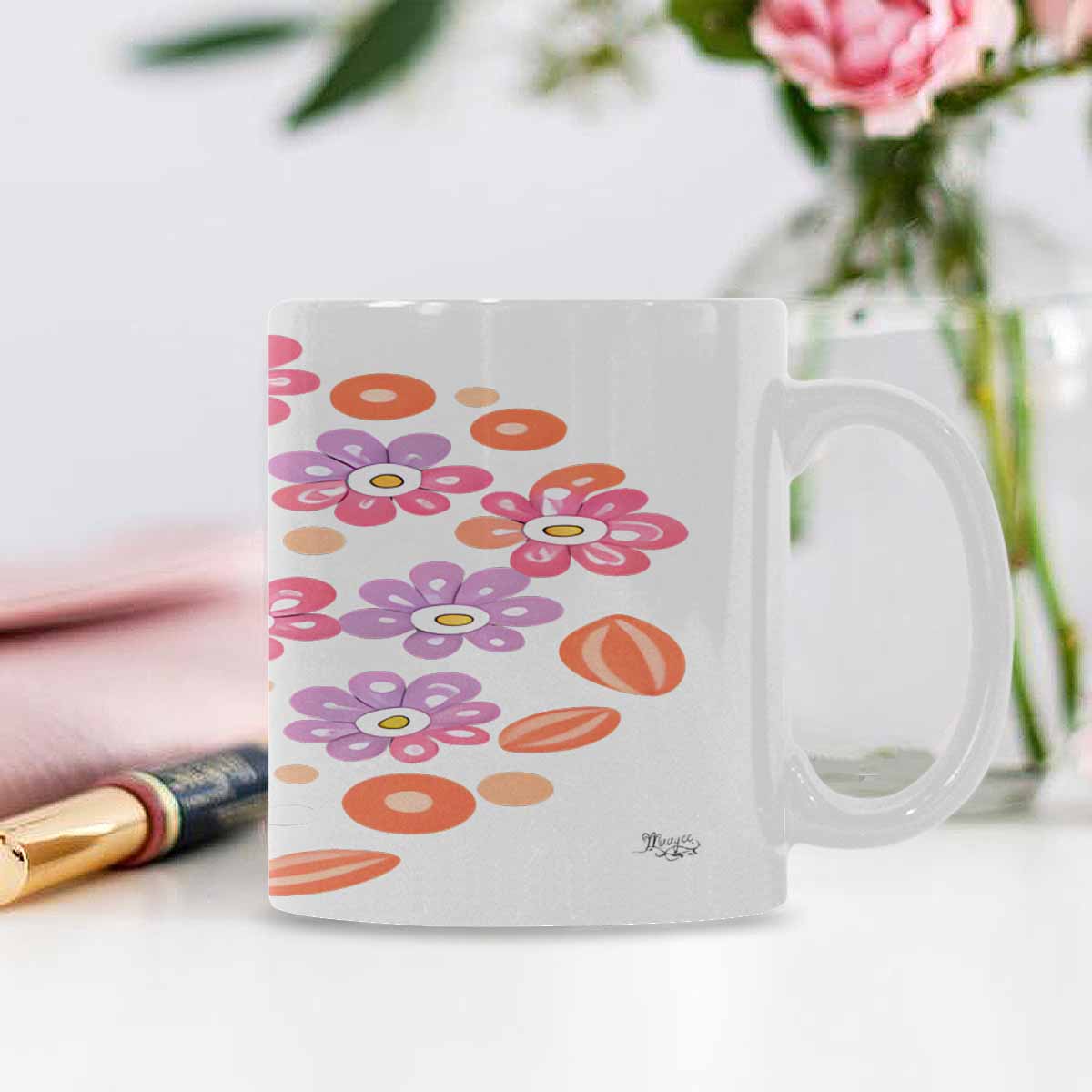 Quality Mug, coffee mug, tea cup, Bright florals, Set 2, design 3