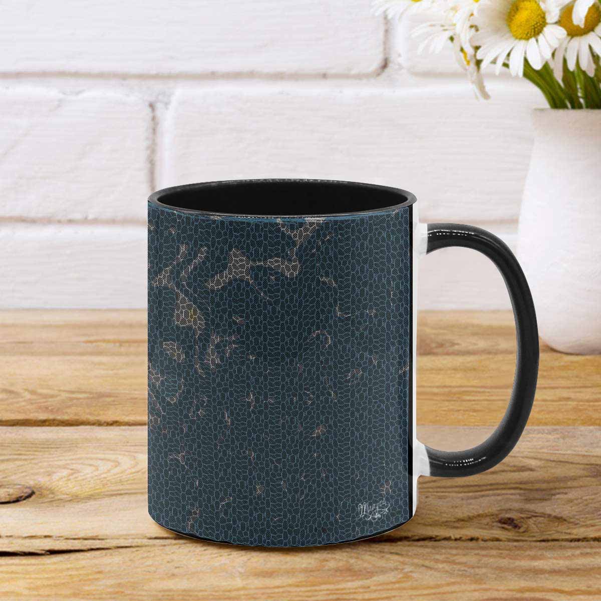 Coffee Mug, tea cup, black core, abstract, design 94