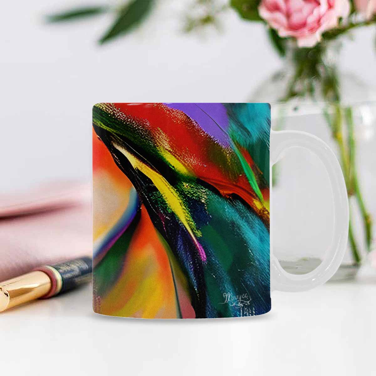 USA, Color Coffee Mug, tea cup, caucasian Face, design 24