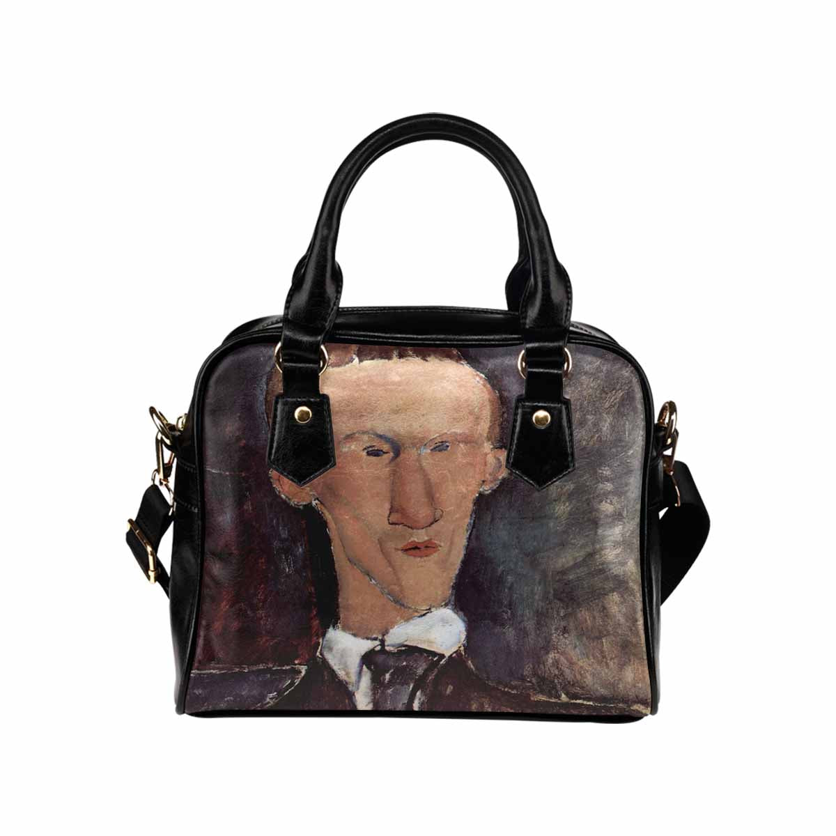 Shoulder PU Leather handbag, Modigliani design, choice of 2 colors, Portrait of Cendras