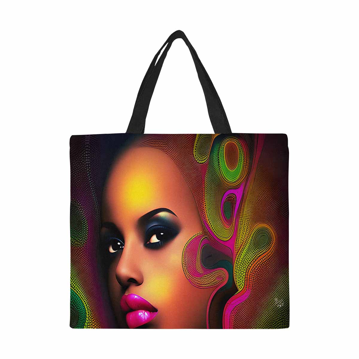 Canvas tote bag, Large, Black Faces, Set 1, design 71