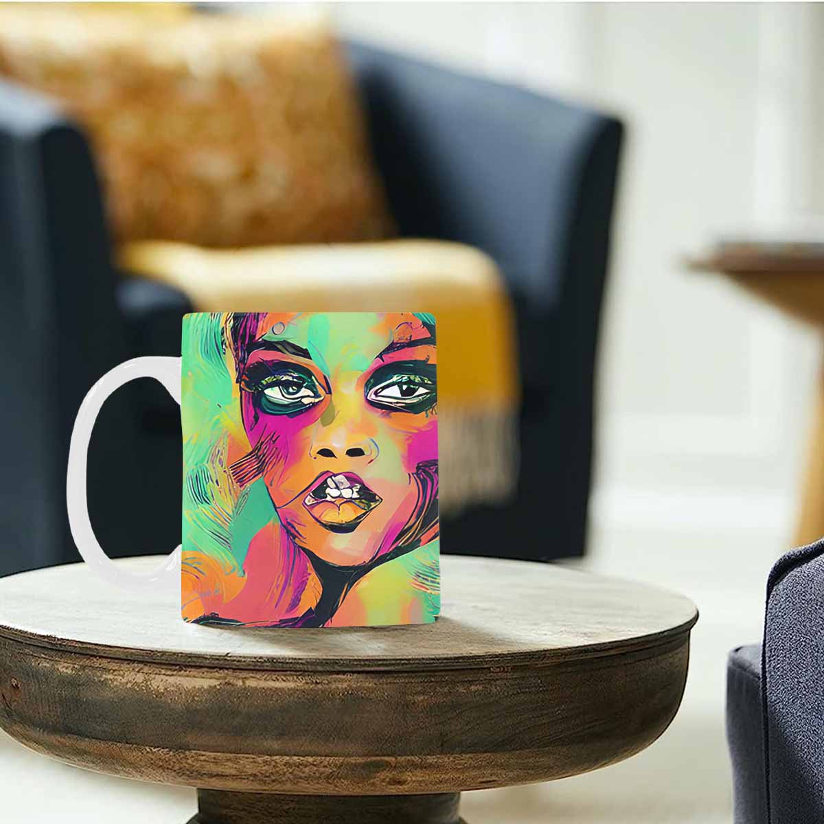 Coffee Mug, tea cup,caucasian Face, design 53