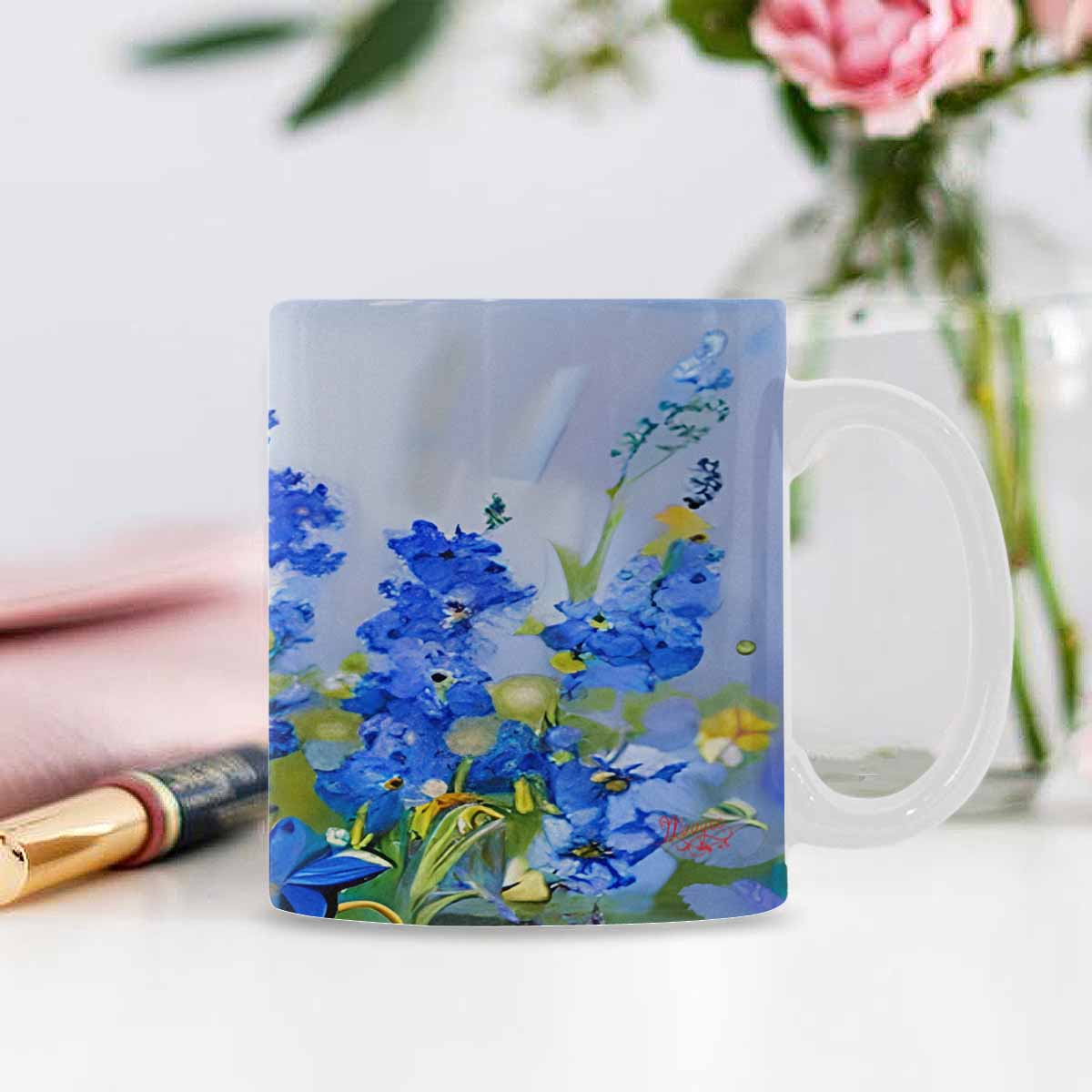 USA made Quality Mug, coffee mug, tea cup, Bright florals, Set 1, Design 93