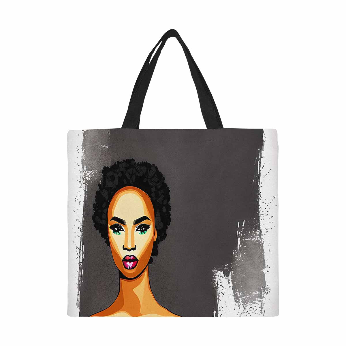 Canvas tote bag, Large, Black Faces, Set 1, design 38