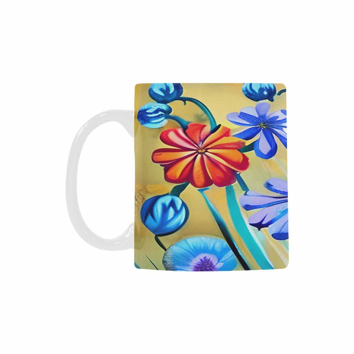 USA made Quality Mug, coffee mug, tea cup, Bright florals, Set 1, Design 41