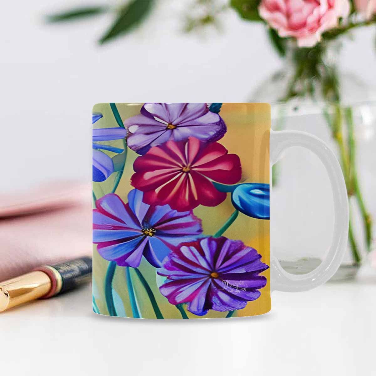 Quality Mug, coffee mug, tea cup, Bright florals, Set 1, Design 41
