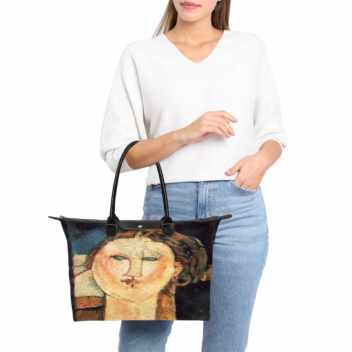 Classic handbag, Modigliani design, choice of 2 colors, Antonia