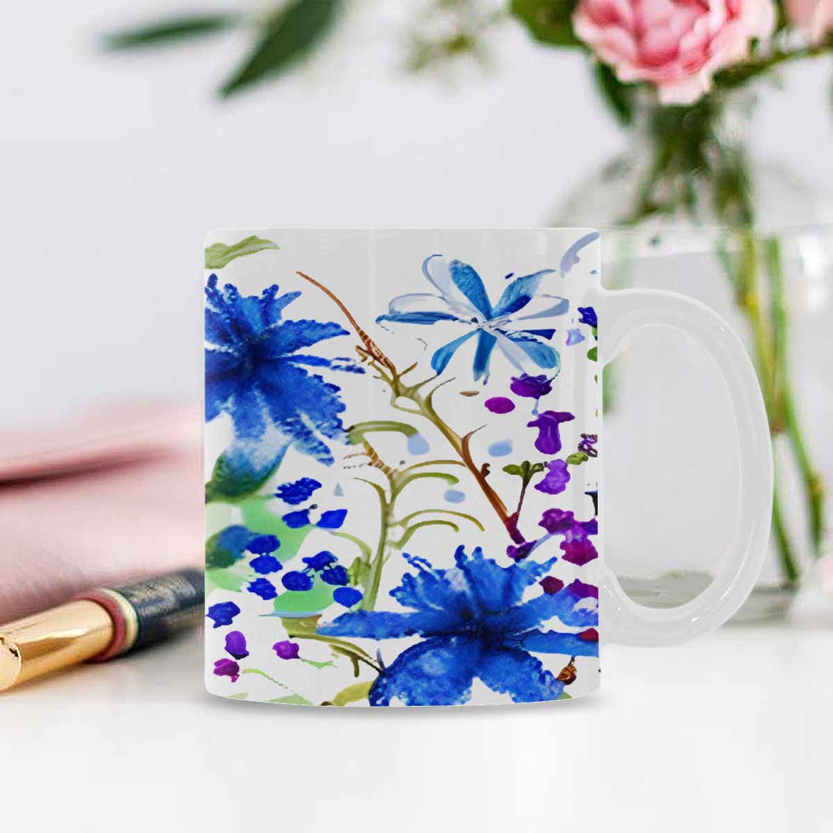 USA made Quality Mug, coffee mug, tea cup, Bright florals, Set 1A, Design 6