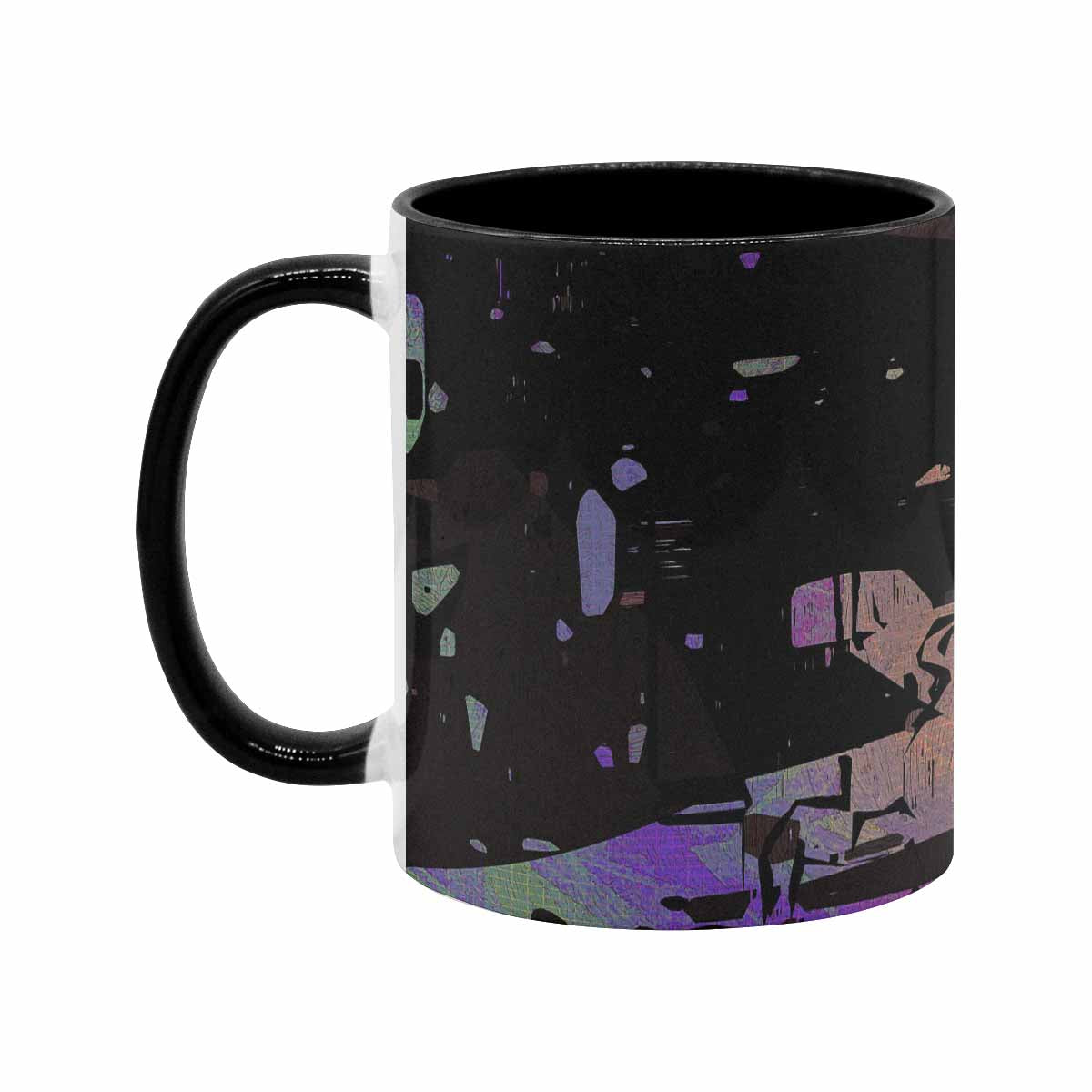 Coffee Mug, tea cup, black core, abstract, design 92