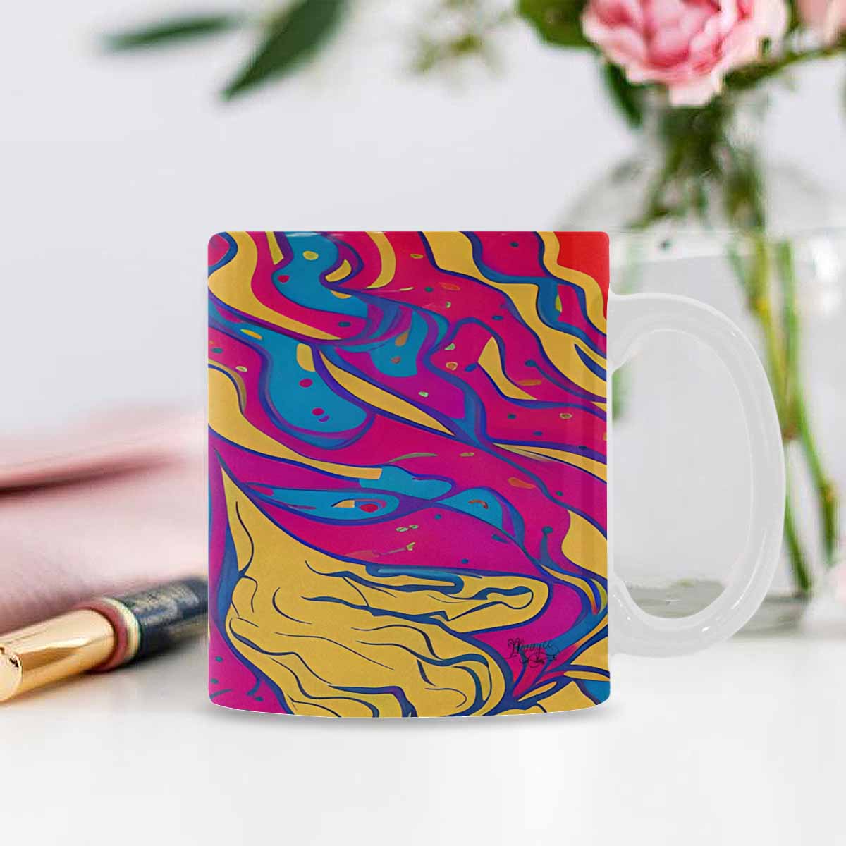 USA, Color Coffee Mug, tea cup, caucasian Face, design 36