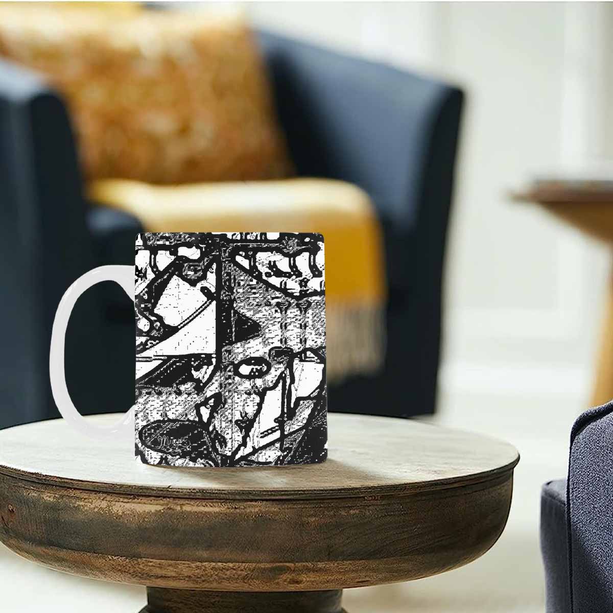 Quality Mug, coffee mug, tea cup, B & W Abstract, Set 1, design 4