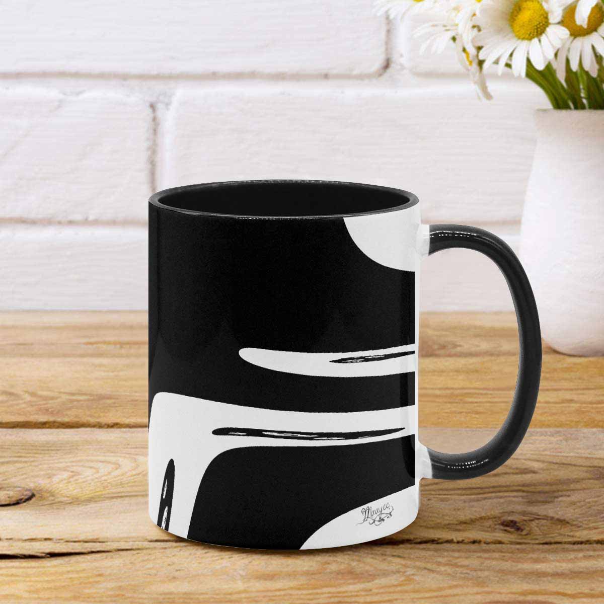 Coffee Mug, tea cup, black core, abstract, design 9