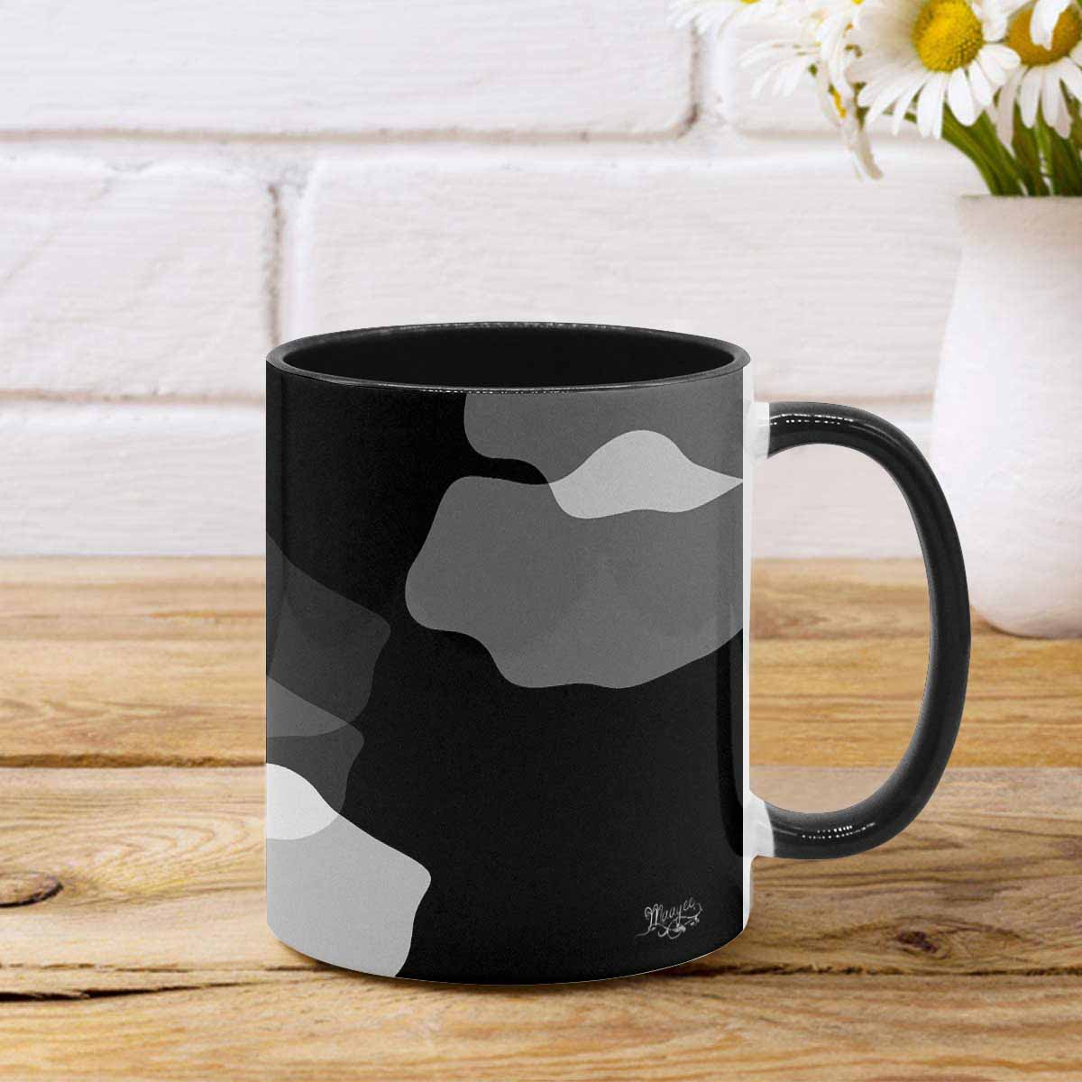 Coffee Mug, tea cup, black core, abstract, design 114