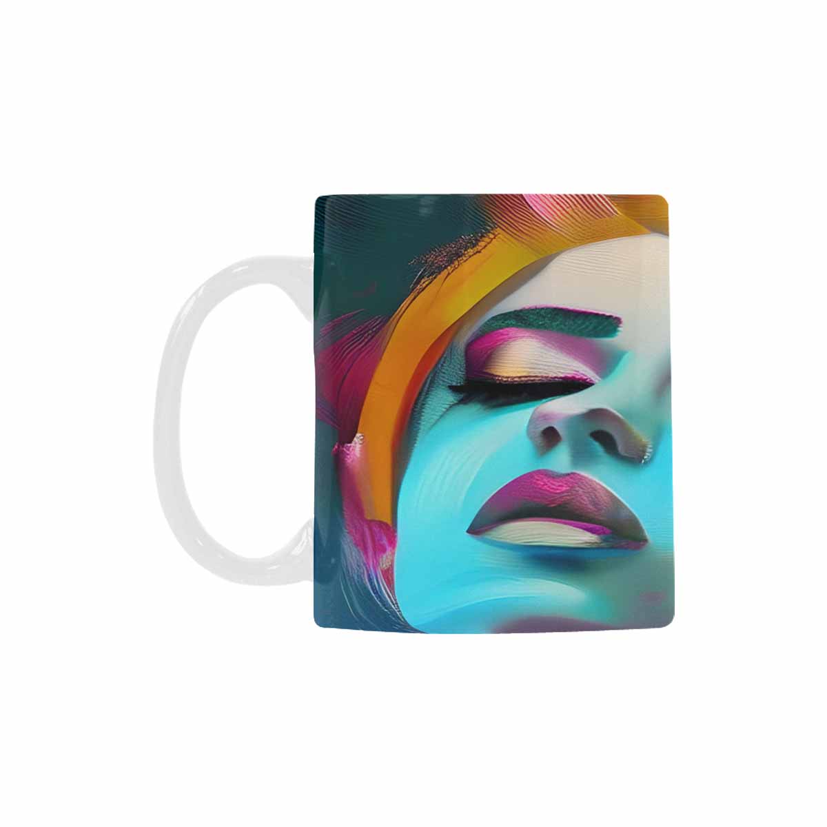 USA, Color Coffee Mug, tea cup, caucasian Face, design 22