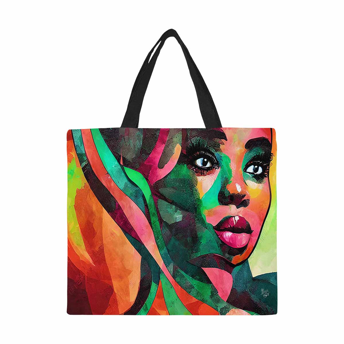 Canvas tote bag, Large, Black Faces, Set 1, design 7