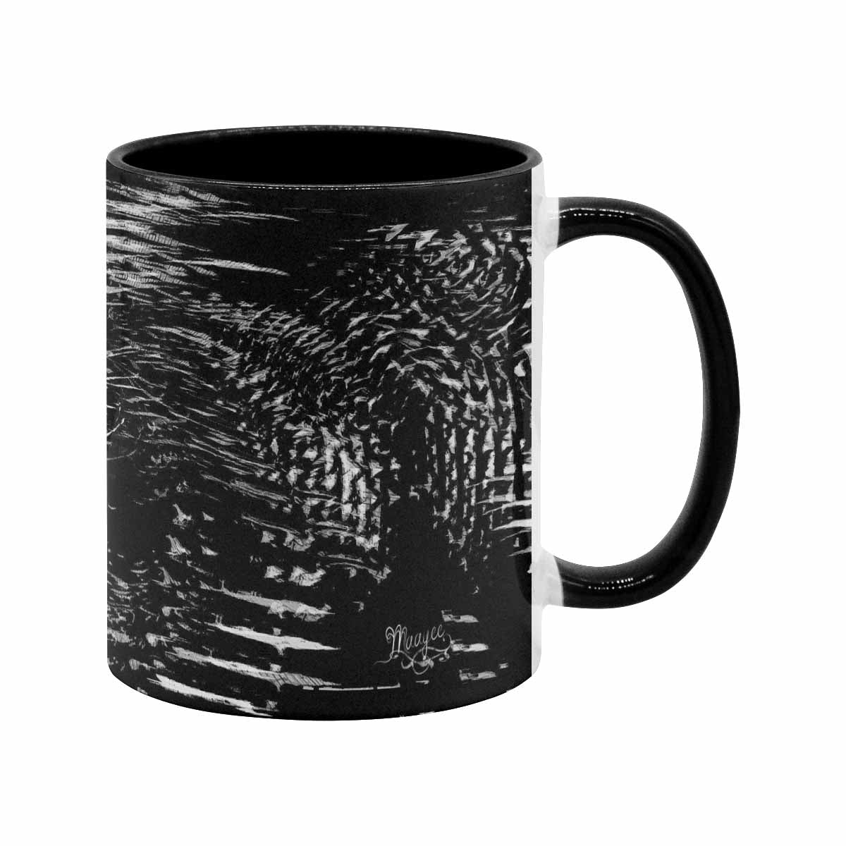 Coffee Mug, tea cup, black core, abstract, design 48