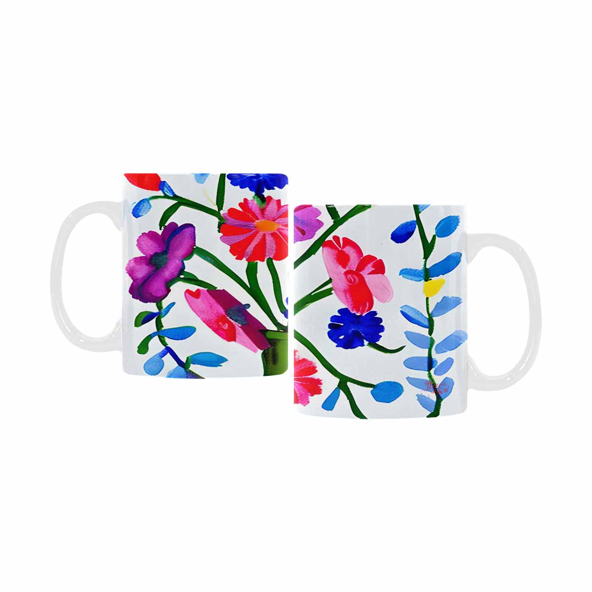 USA made Quality Mug, coffee mug, tea cup, Bright florals, Set 1, Design 114