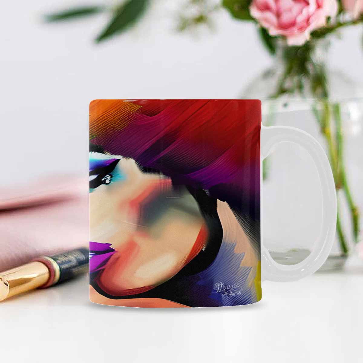 USA, Color Coffee Mug, tea cup, caucasian Face, design 26