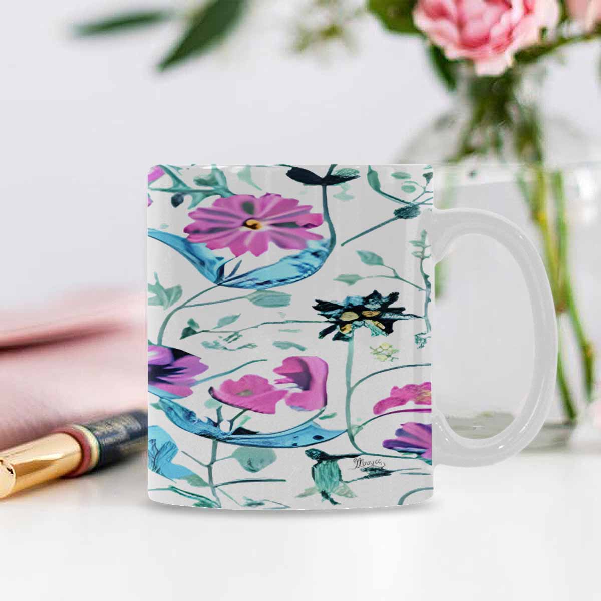 Quality Mug, coffee mug, tea cup, Bright florals, Set 2, design 30