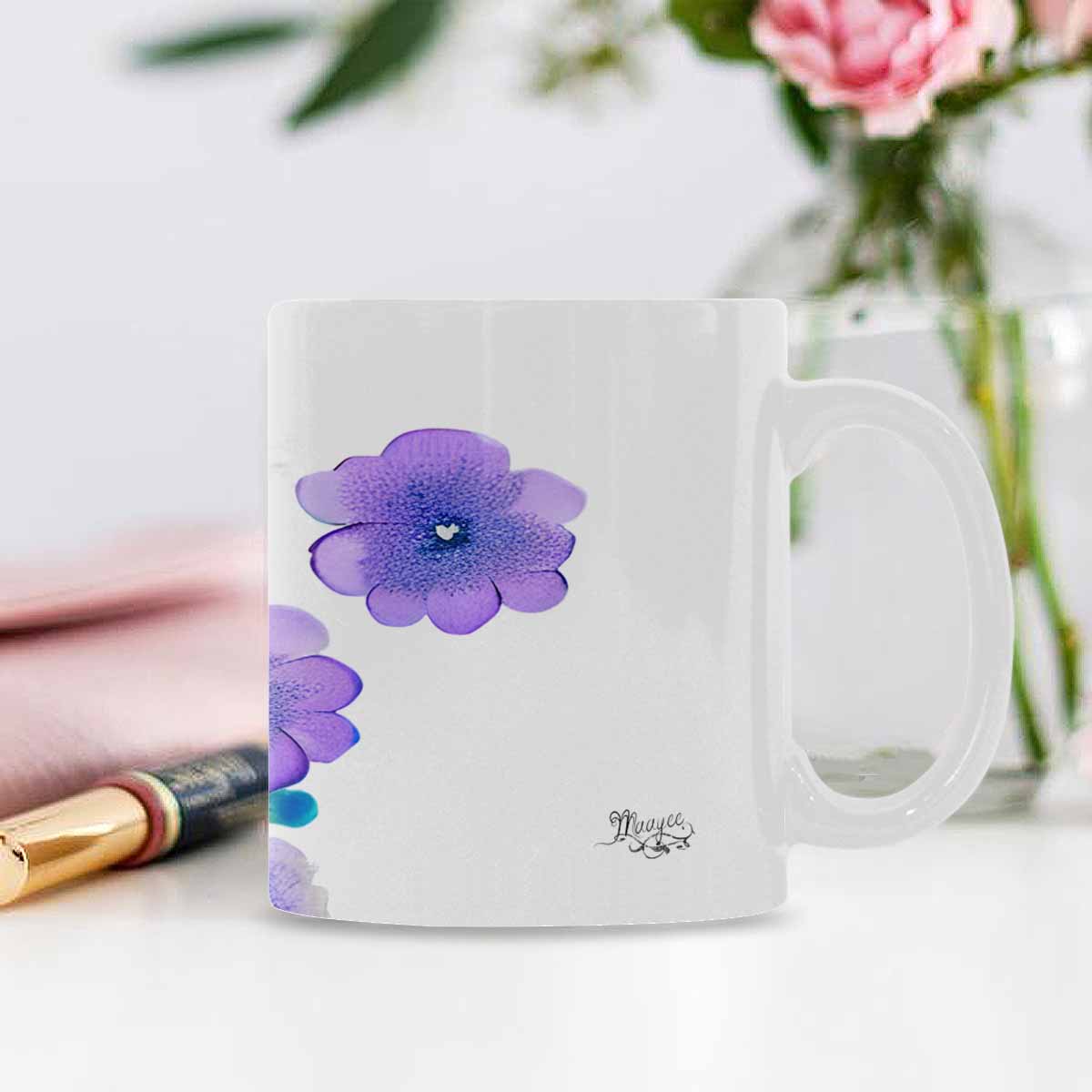 USA made Quality Mug, coffee mug, tea cup, Bright florals, Set 1A, Design 142