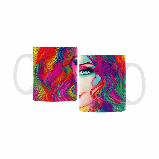 USA, Color Coffee Mug, tea cup, caucasian Face, design 14