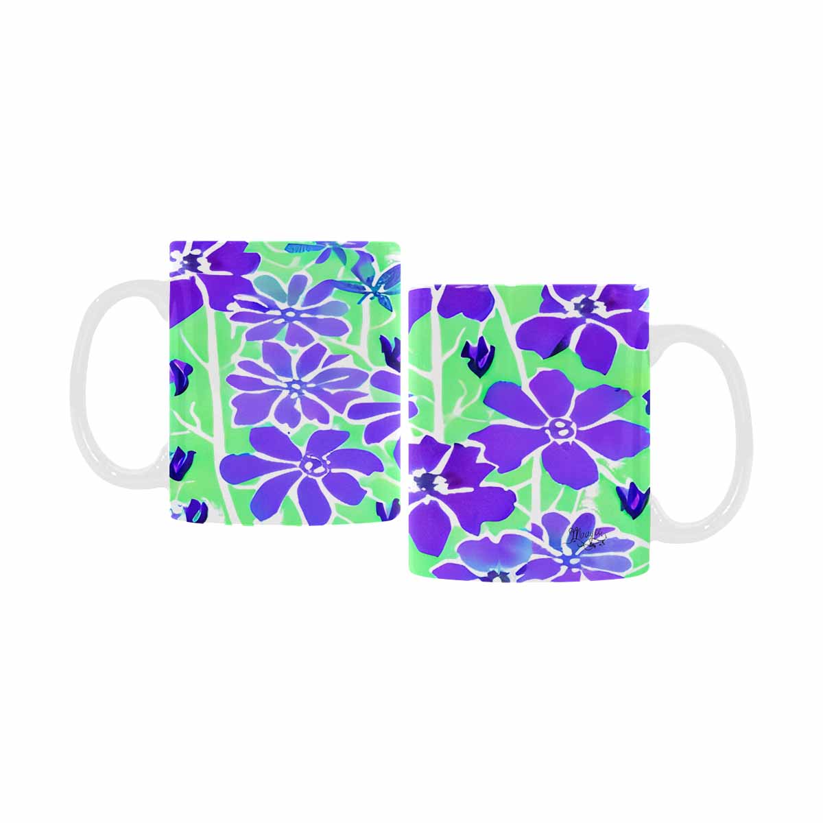 USA made Quality Mug, coffee mug, tea cup, Bright florals, Set 1A, Design 155