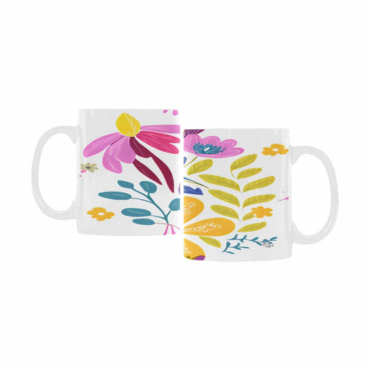 USA made Quality Mug, coffee mug, tea cup, Bright florals, Set 2, design 56