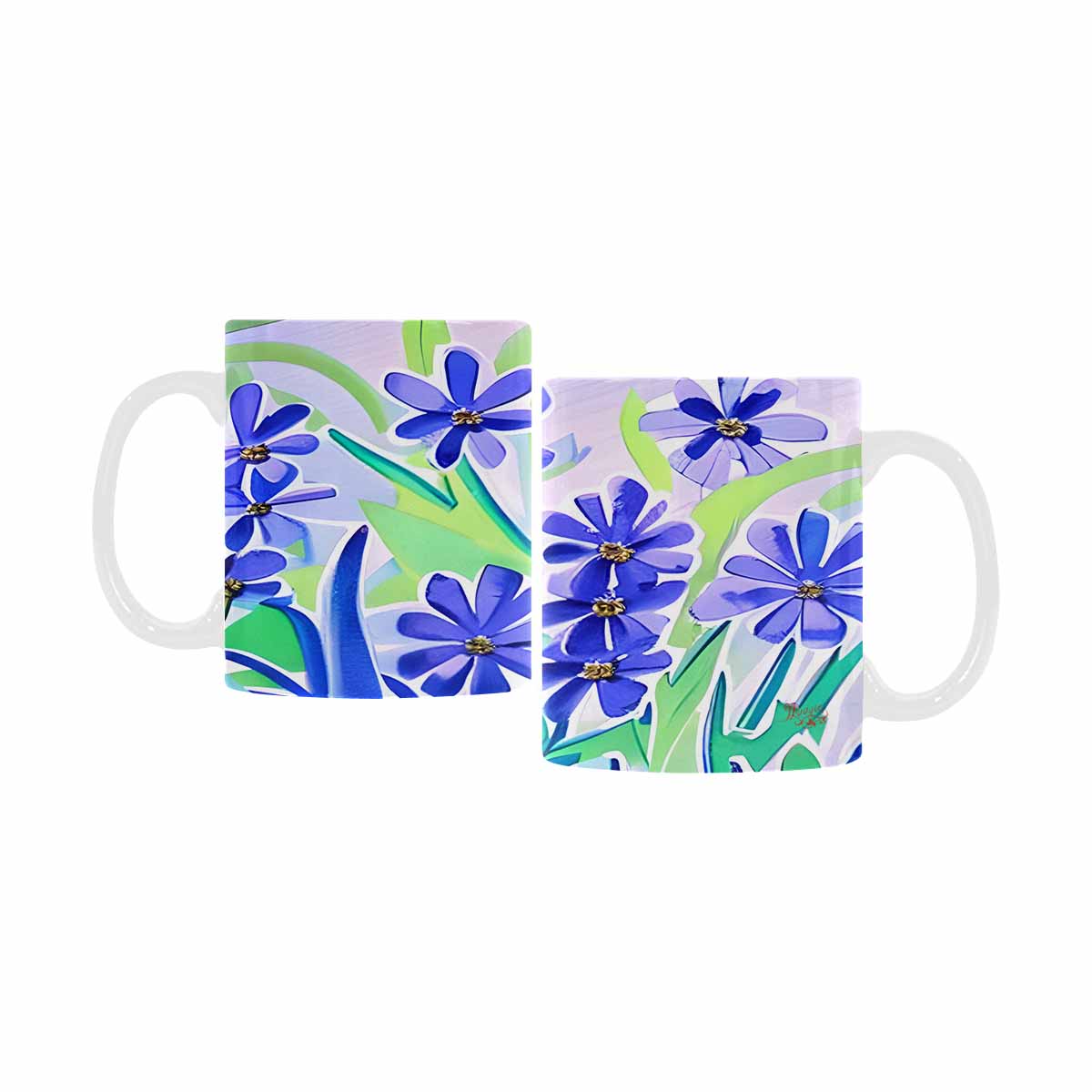 USA made Quality Mug, coffee mug, tea cup, Bright florals, Set 1, Design 44