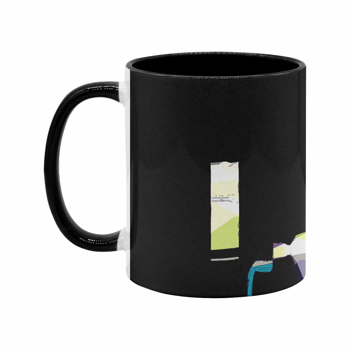 Coffee Mug, tea cup, black core, abstract, design 136