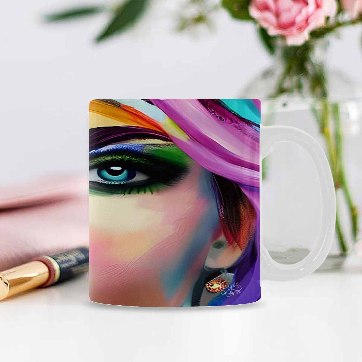 USA, Color Coffee Mug, tea cup, caucasian Face, design 19