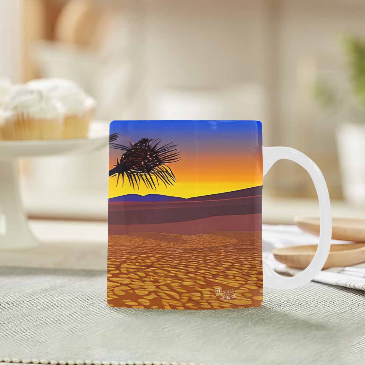 Coffee Mug, tea cup, desert scene, design 58