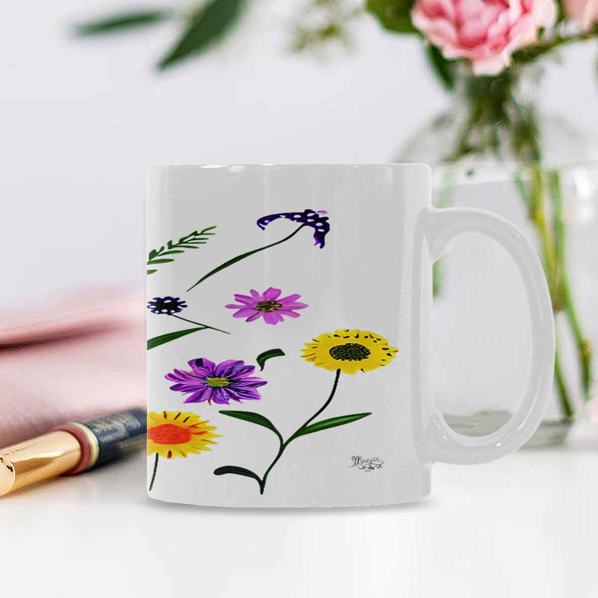Quality Mug, coffee mug, tea cup, Bright florals, Set 2, design 84