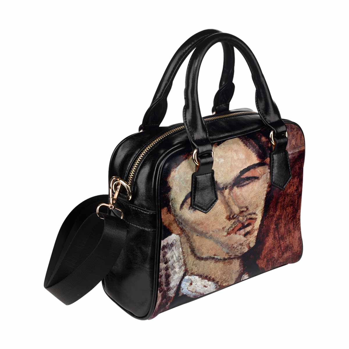 Shoulder PU Leather handbag, Modigliani design, choice of 2 colors, Portrait of Celso Laga