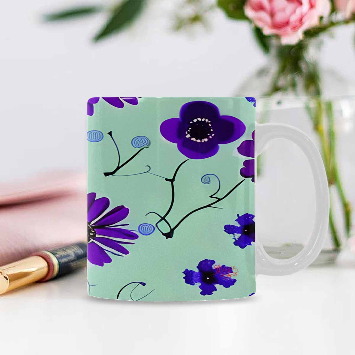 Quality Mug, coffee mug, tea cup, Bright florals, Set 1, Design 137