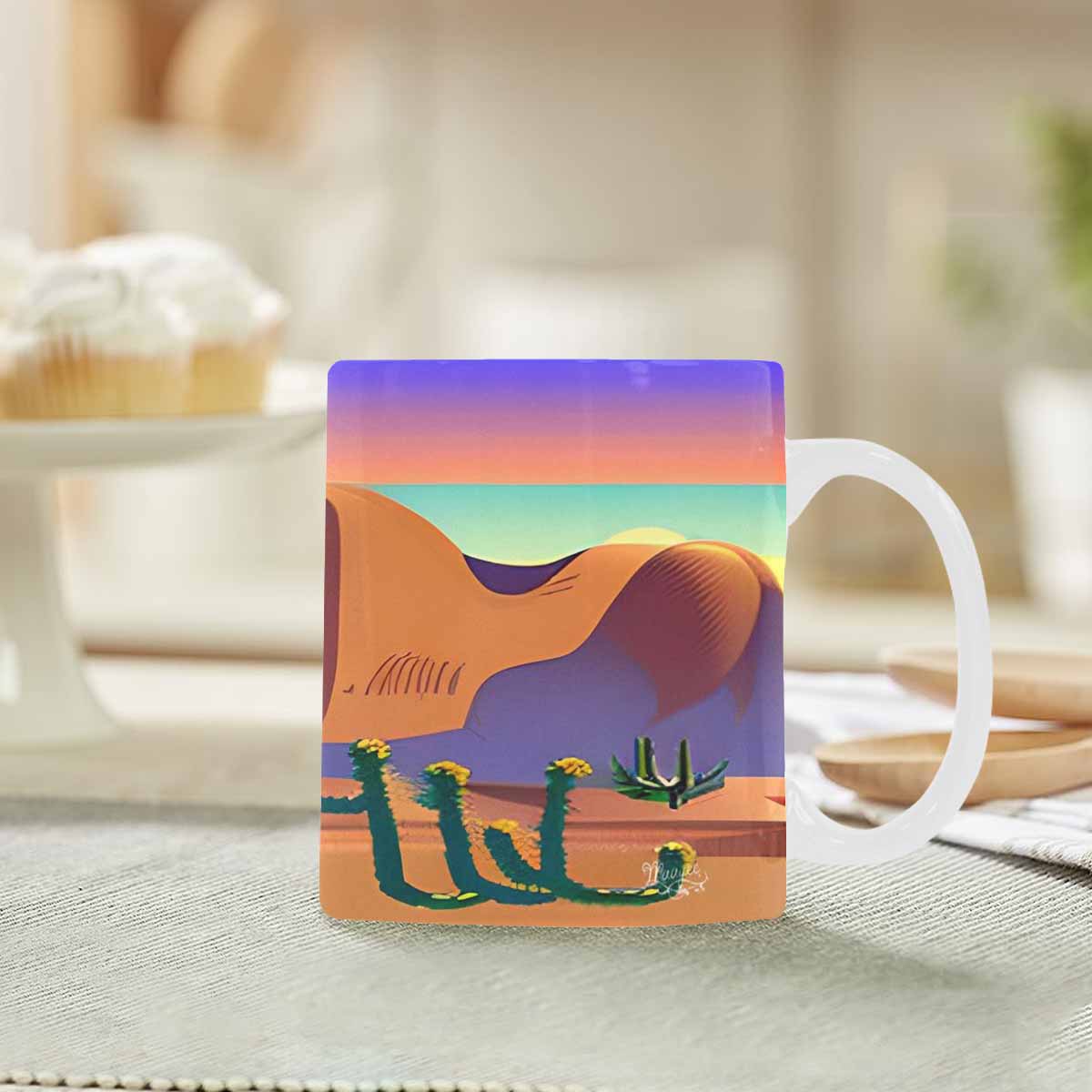 Coffee Mug, tea cup, desert scene, design 56