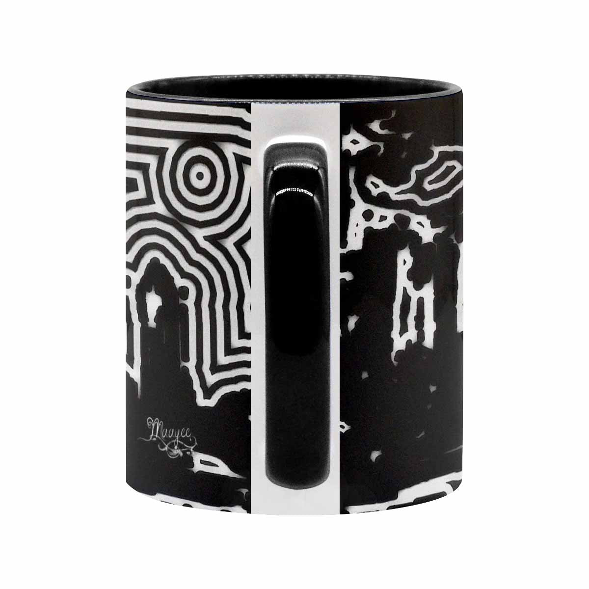 Coffee Mug, tea cup, black core, abstract, design 36