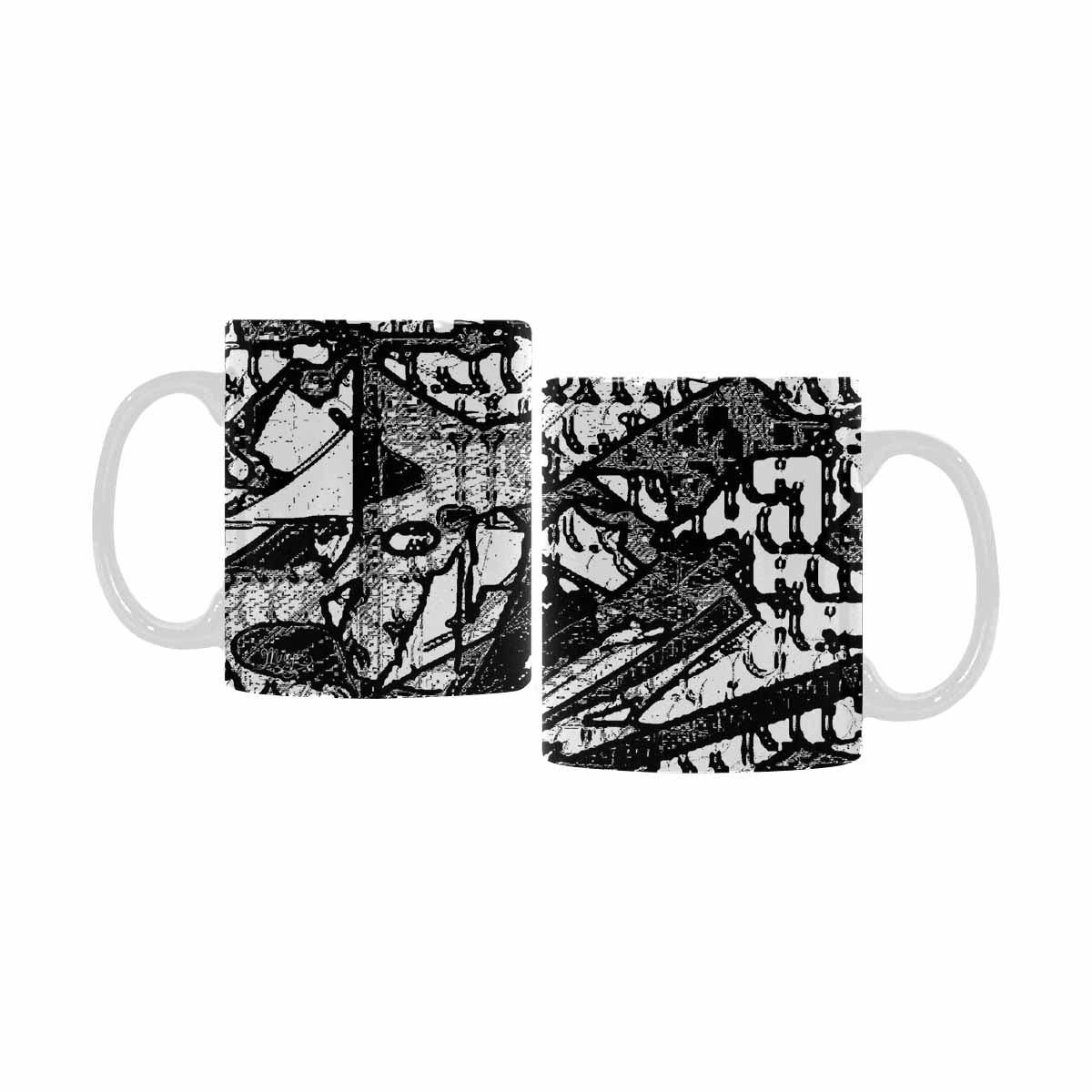 Quality Mug, coffee mug, tea cup, B & W Abstract, Set 1, design 4