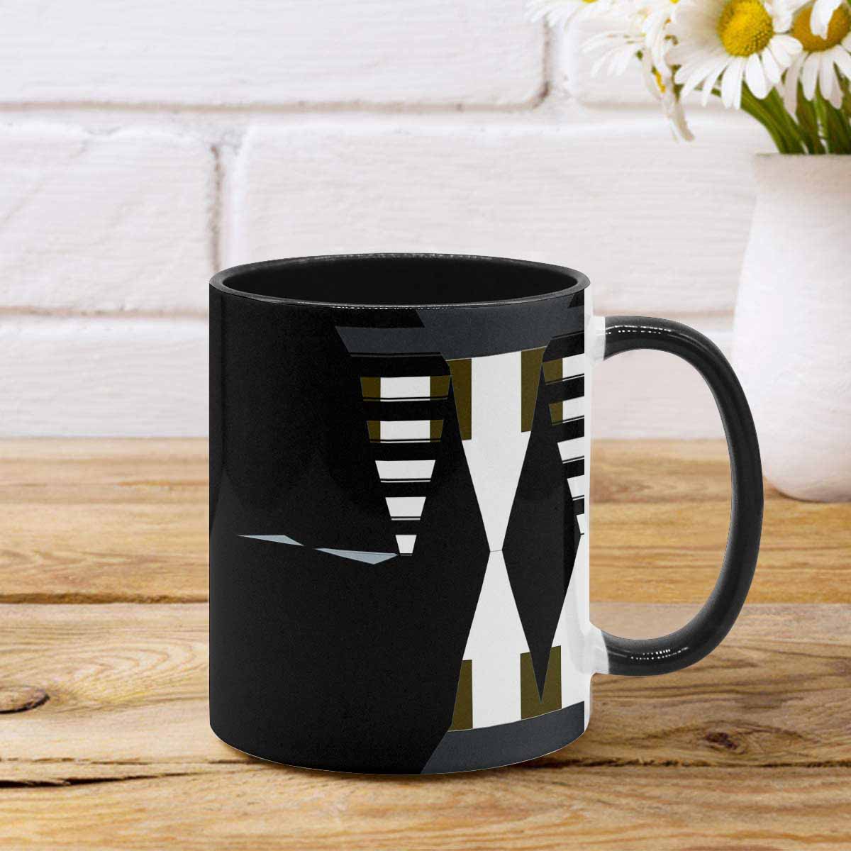 Coffee Mug, tea cup, black core, abstract, design 14