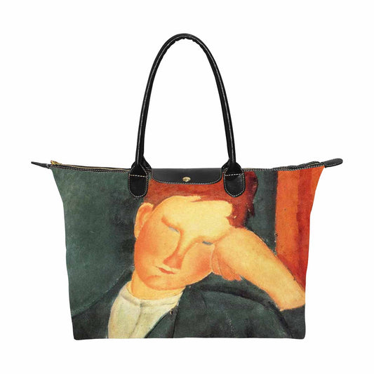 Classic handbag, Modigliani design, choice of 2 colors, Peasant boy version 1 & 2