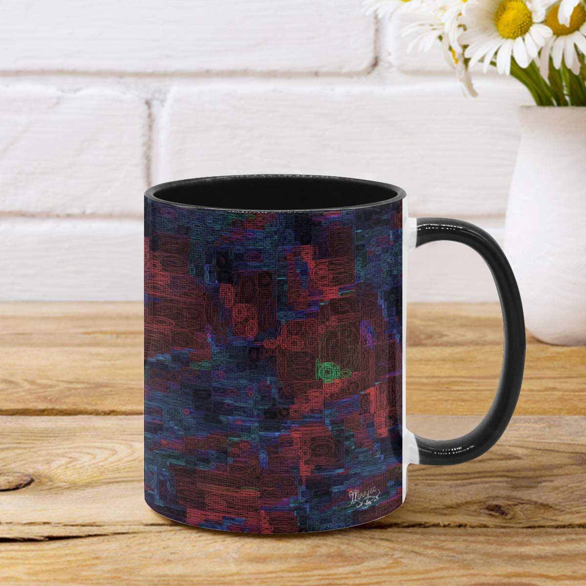 Coffee Mug, tea cup, black core, abstract, design 98